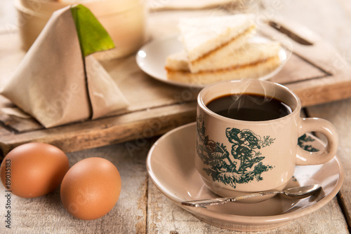 Traditional Malaysian Chinese coffee and tasty breakfast