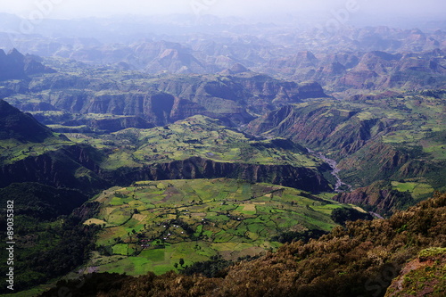 View on lower parts of Simien mountains from the edge of escarpment near Sankaber Camp