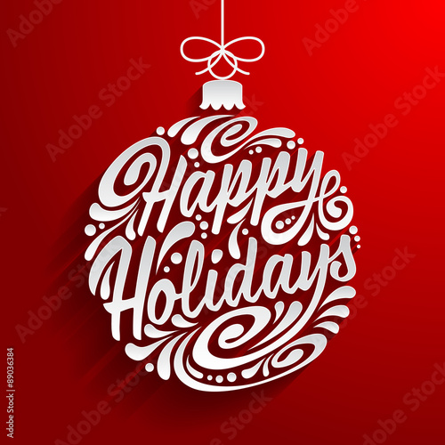 Holidays greeting card with abstract doodle Christmas ball. Vect