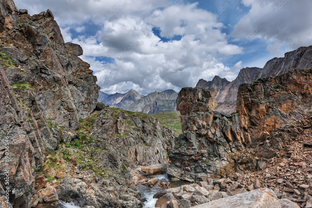 Beautiful rocks in a mountain canyon