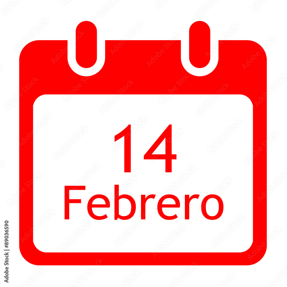 Icono calendario 14 Febrero rojo Stock Illustration | Adobe Stock