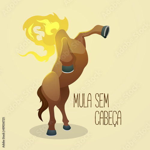 Mula sem cabeça (Headless Mule), a cursed woman - legend of the brazilian folklore photo