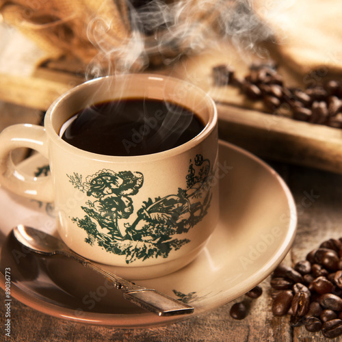 Photography Traditional style Singaporean Chinese coffee in vintage mug