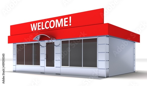 Illustration of shop or minimarket kiosk exterior