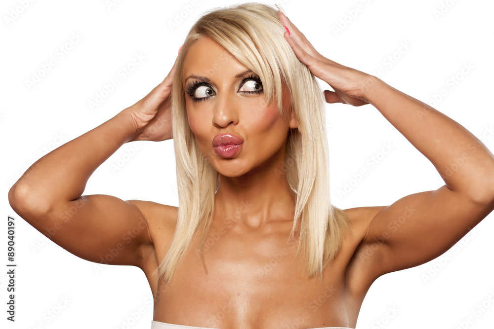 Blonde with duck face Blonde with duck face