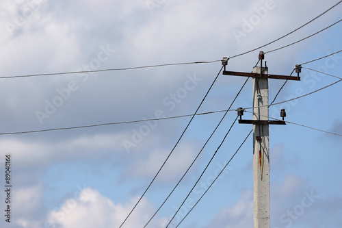 Electric pole with wires