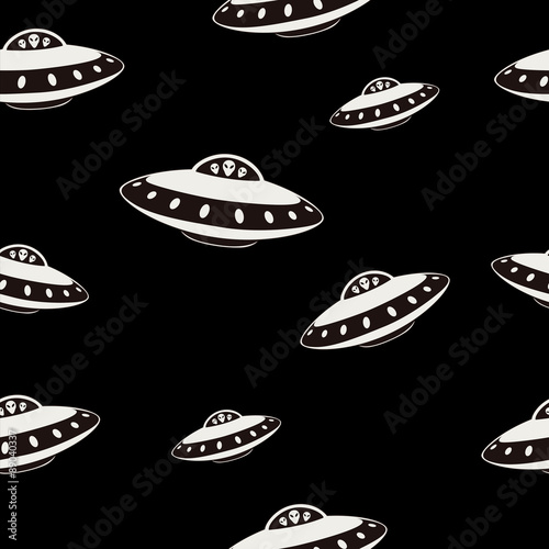 Seamless pattern with space saucers
