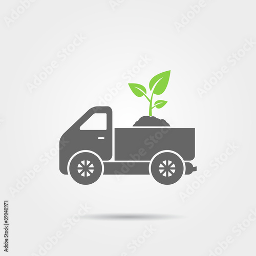 Truck with soil and sprout icon