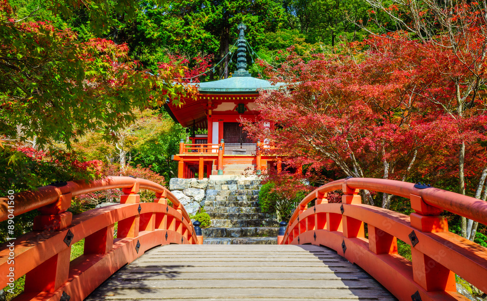 Obraz premium Świątynia Daigoji jesienią, Kioto, Japonia