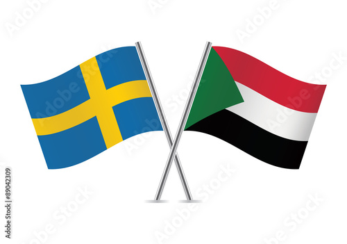 Free Download Sudan and Swedish flags. Vector illustration. - GFXLoad