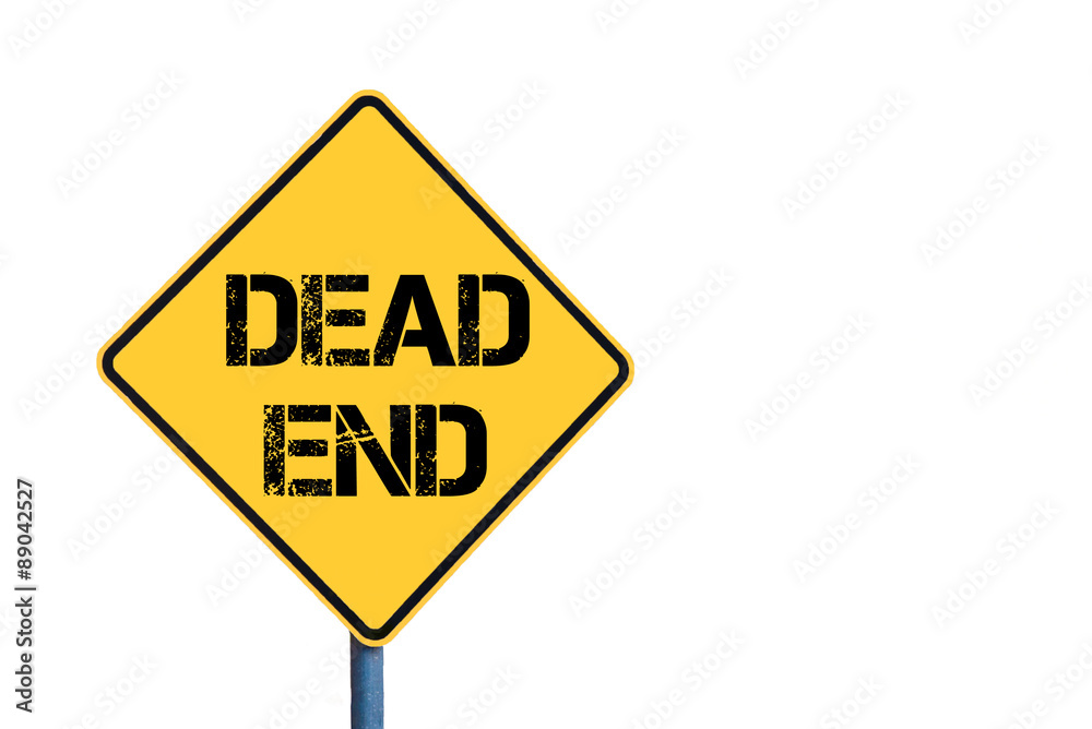 Yellow roadsign with Dead End message