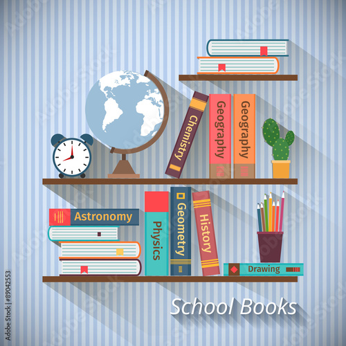 Bookshelves with textbooks