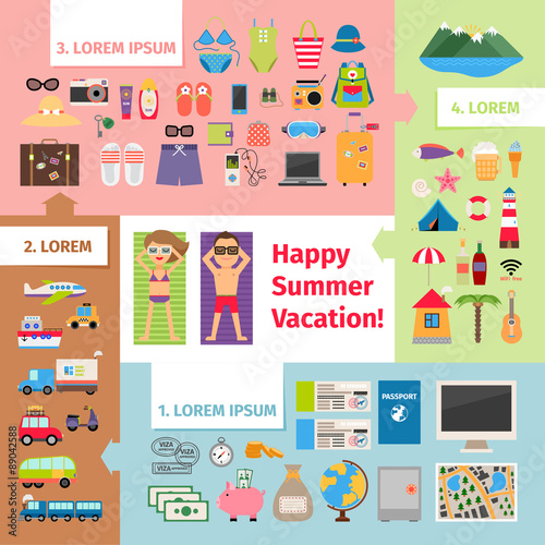 Summer travel and vacation elements