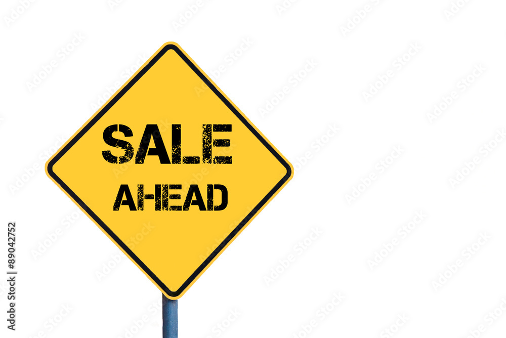 Yellow roadsign with Sale Ahead message Yellow roadsign with Sale Ahead message