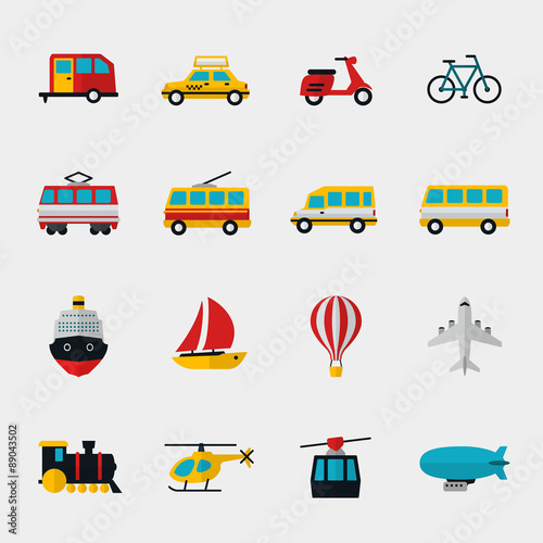 Transport flat icons