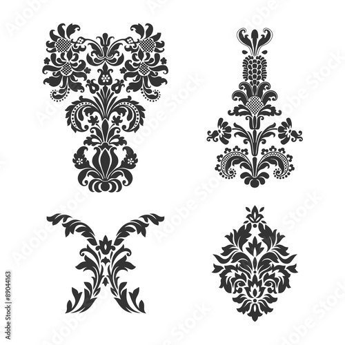 Set of ornamental vector damask elements