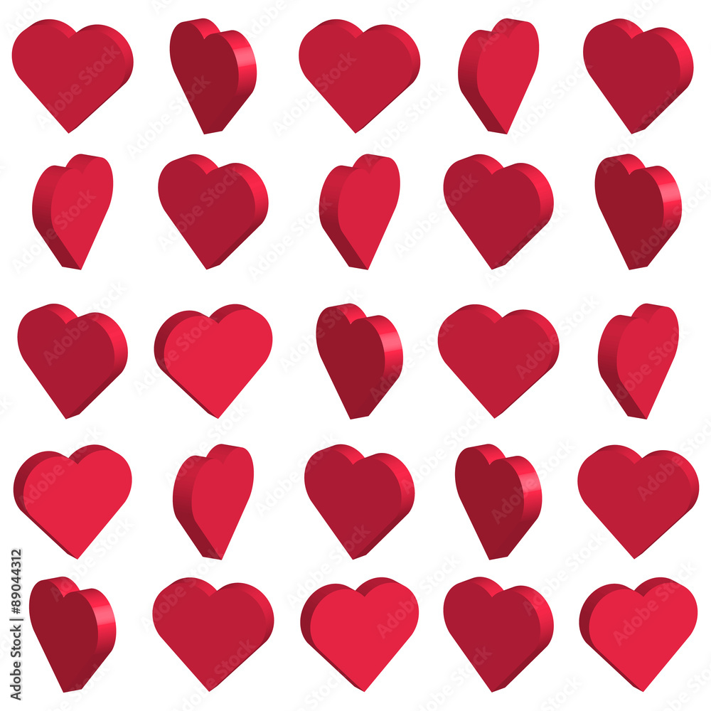 Three-dimensional hearts, seamless valentine's day batskground.
