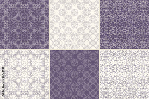 Set of vector seamless patterns with traditional Arabic ornament