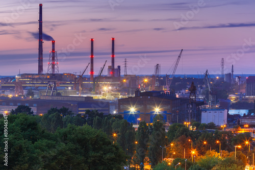 Gdansk Shipyard  at night, Poland
