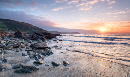 Billede på lærred Sunrise on the Cornwall Coast