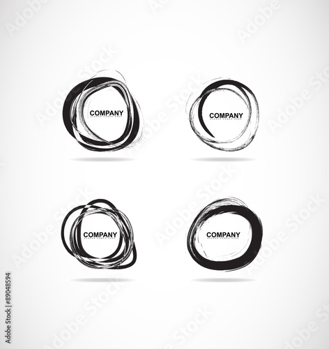 Grunge bursh circle logo set