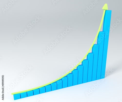 Business graph with arrow up exponential photo