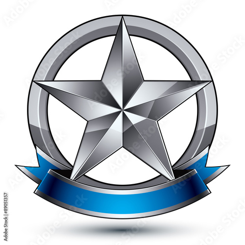 Glamorous vector template with pentagonal silver star symbol, be