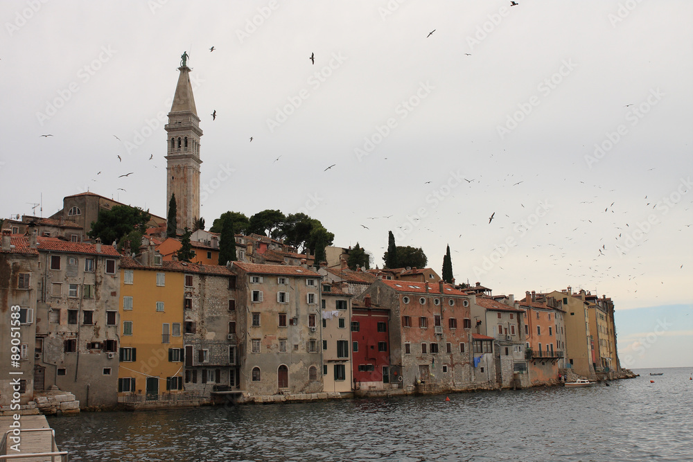 Old town Rovinj in cloudy day