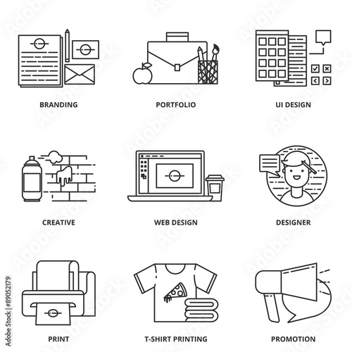 Branding, corporate identity and design vector icons set modern