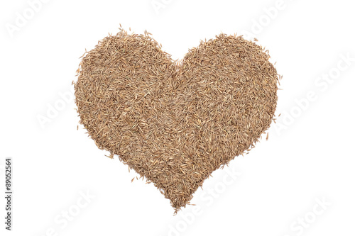 Grass seeds in a heart shape