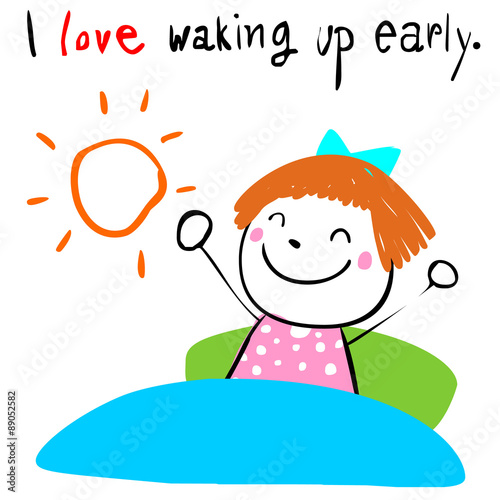 kid love waking up early vector illustration.