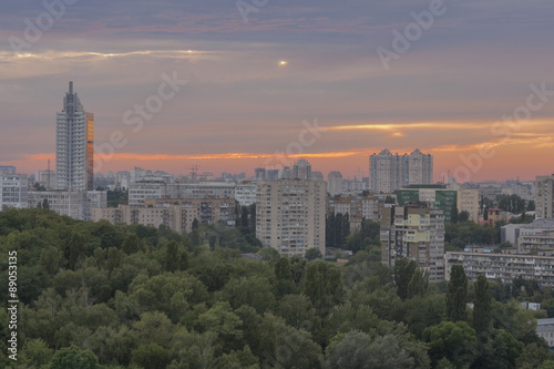Kiev cityscape at sunset  Ukraine