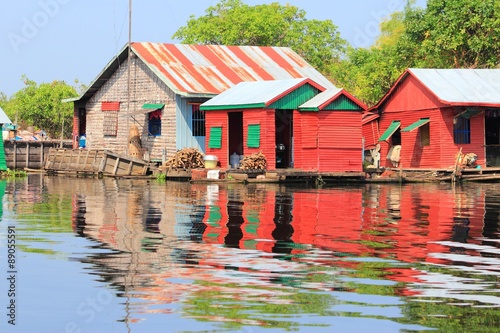 Cambodia floating village on lake Tonle Sap