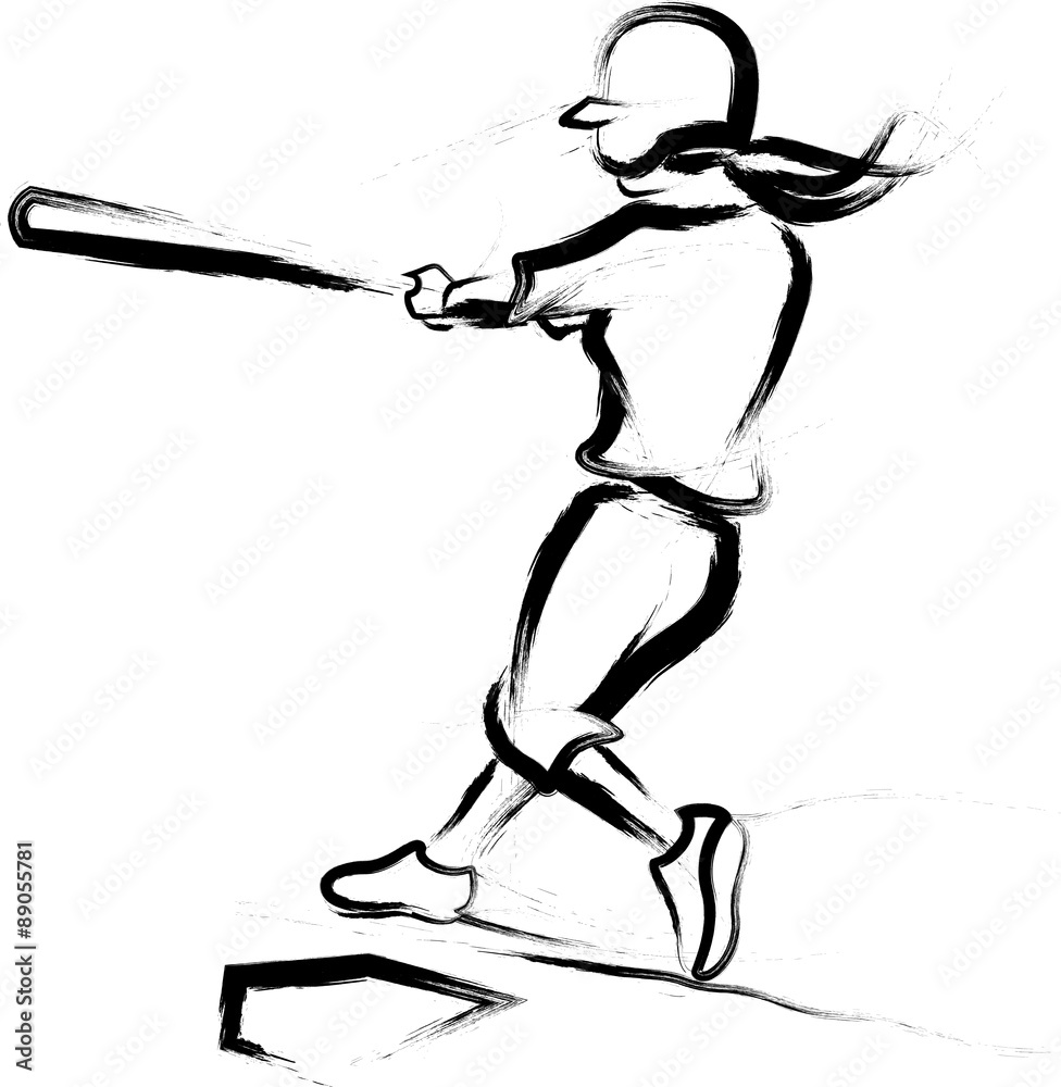 Softball Batter Brushed Adobe Stock