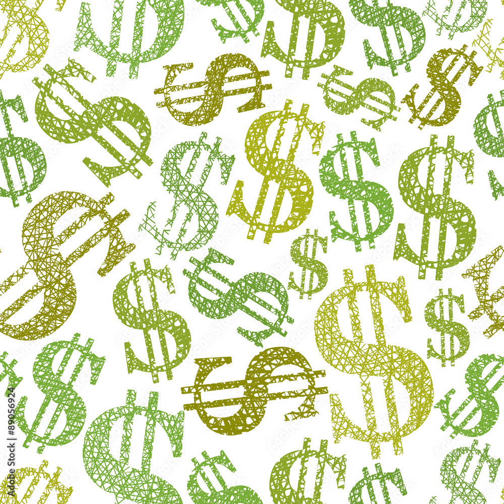 Money theme seamless pattern, Dollar symbols repeating vector ba Money theme seamless pattern, Dollar symbols repeating vector ba