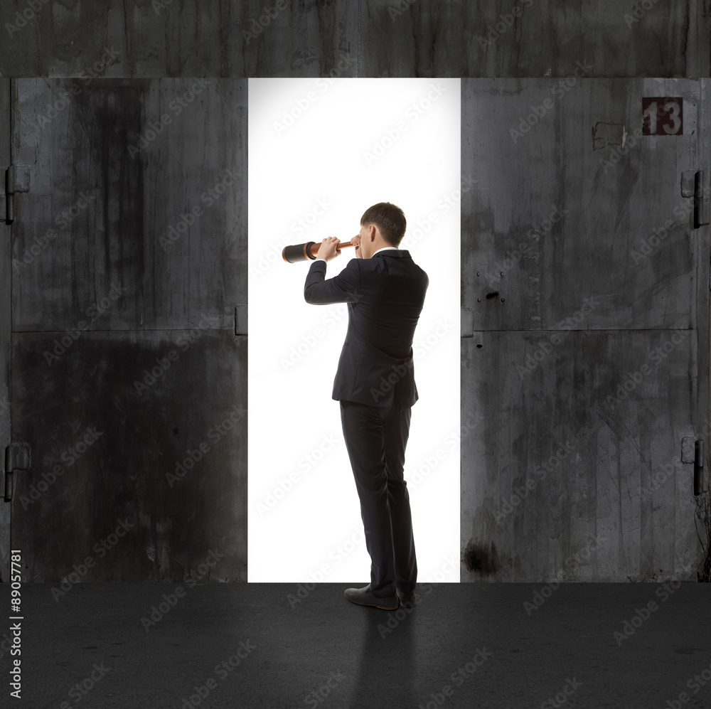 Infinity. Businessman in exit light Infinity. Businessman in exit light
