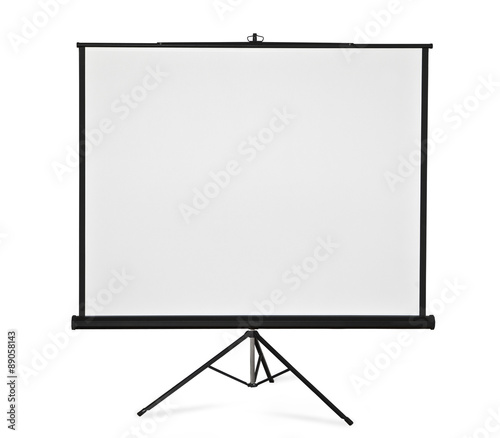 Blank projection screen on a tripod photo