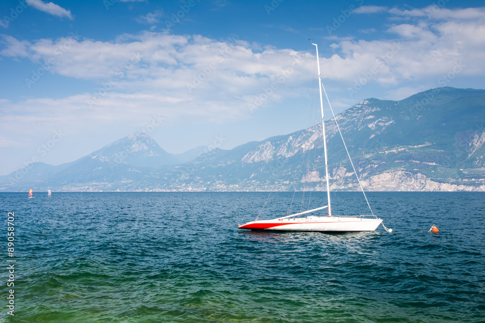 Fototapeta premium Sailing Boat at Lake Garda