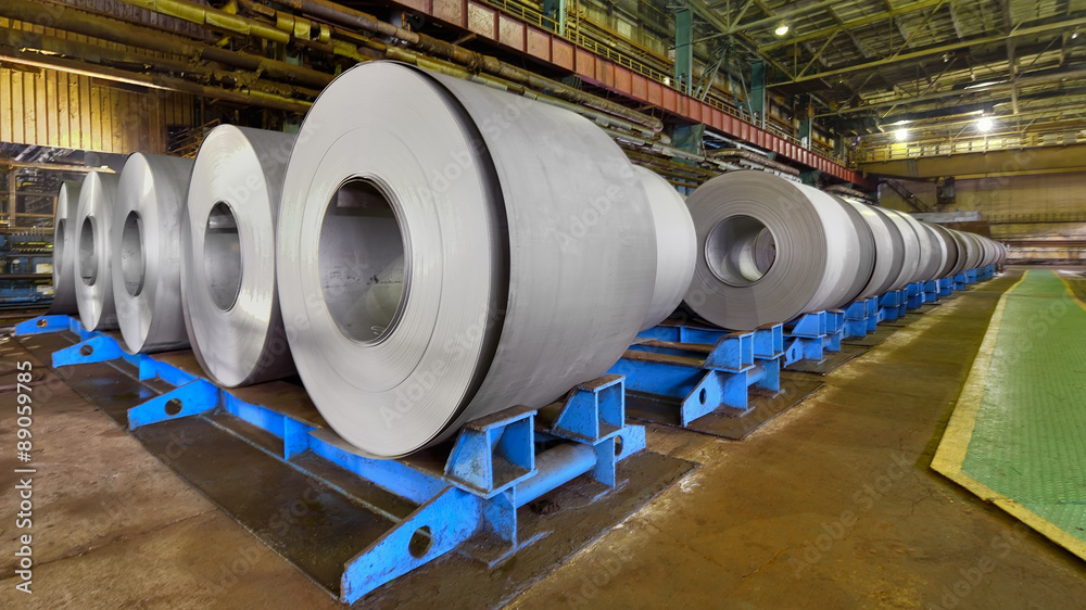 rolls of steel sheet inside of plant, Cold rolled steel coils rolls of steel sheet inside of plant, Cold rolled steel coils