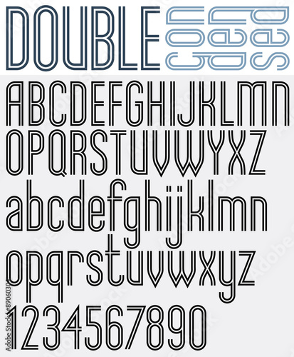 Double Line retro style geometric font.