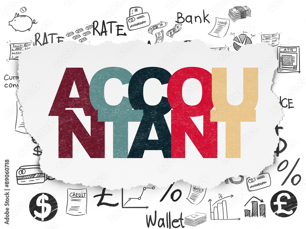 Fototapeta premium Money concept: Accountant on Torn Paper background