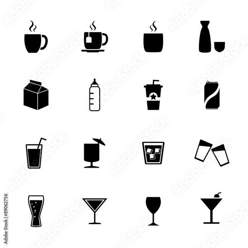 Drink icons. Beverages icons. Vector. silhouette