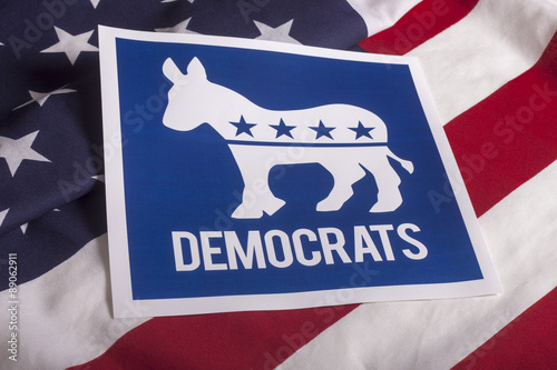 Democrat Election Vote and American Flag photo