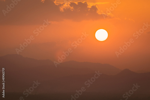 Sunset on mountain background, Thailand
