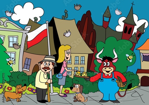ludzie,miasto,ekologia,byk