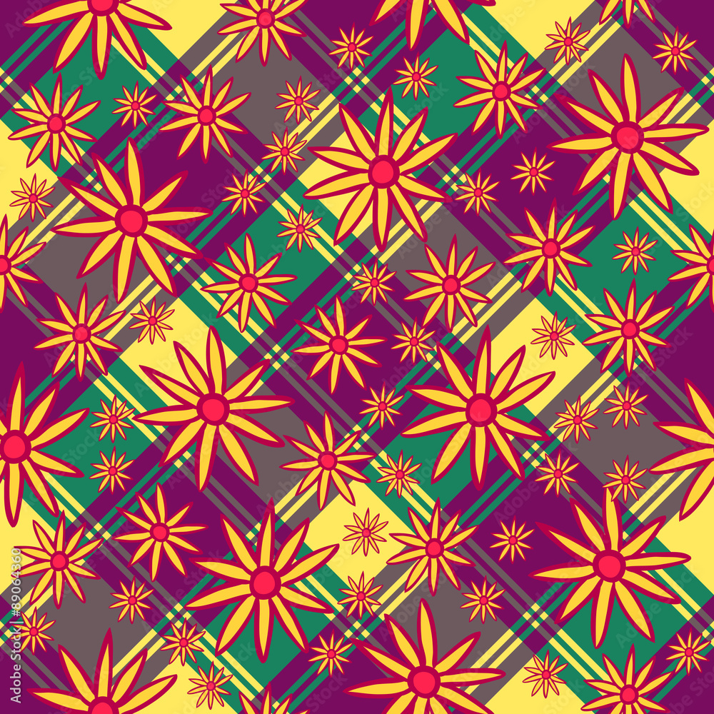 Endless pattern of orange flowers on a square background Endless pattern of orange flowers on a square background