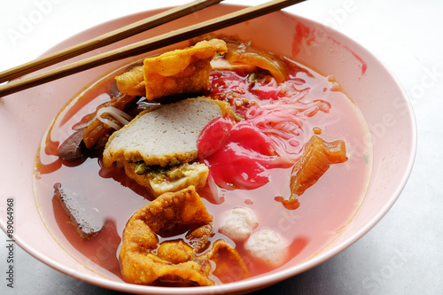 Yong tau foo - Asian noodle in the red soup