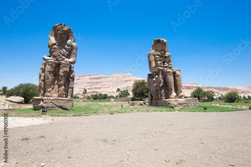 Egypt. Luxor. The Colossi of Memnon - two massive stone statues