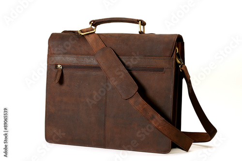 brown leather bags with antique and retro looks  made from goat's skin for travel,students,executives,ladies handbags  - isolated on white shot in different layouts straight, back, open and lay flat 