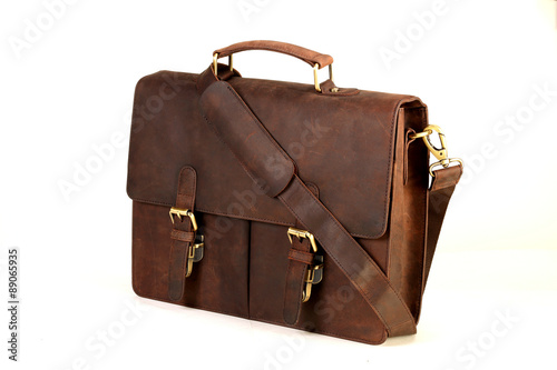 brown leather bags with antique and retro looks  made from goat's skin for travel,students,executives,ladies handbags  - isolated on white shot in different layouts straight, back, open and lay flat 